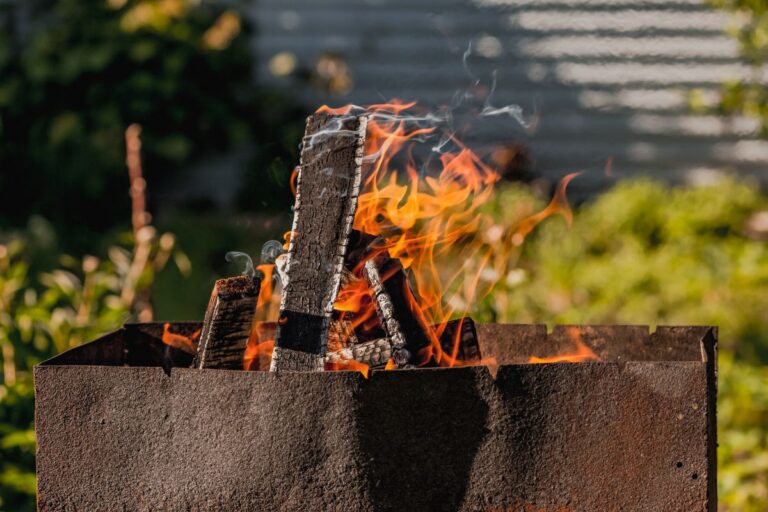 Summer Fire Safety. Photo of fire pit in garden